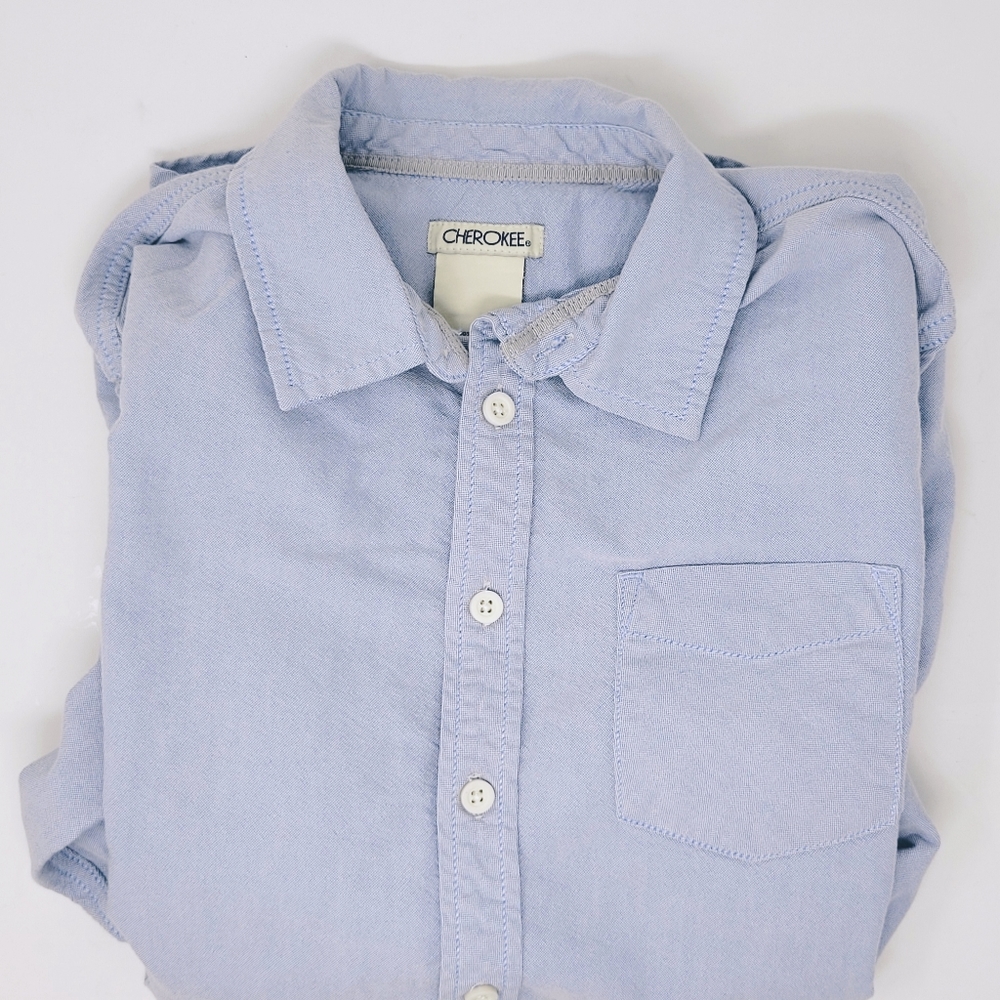 Cherokee Boys Shirt Size XL 16 ButtonUp Blue Front